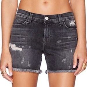 J Brand Black Grey Vagabond Distressed Stretchy Denim Shorts Size 27
